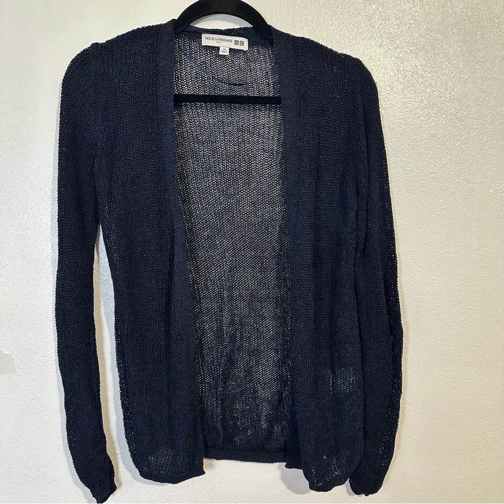 Ines De La Fressange Uniqlo Dark Blue Open-Front Cardigan - Picture 2 of 8